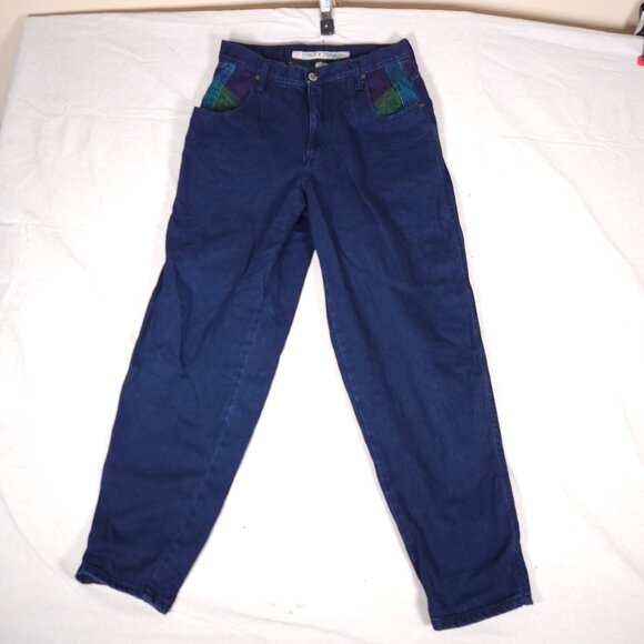 Zena Blue Jeans Colorblock Womens 13 Blue Purple Green Retro 80s 90s FLAW - Picture 1 of 14